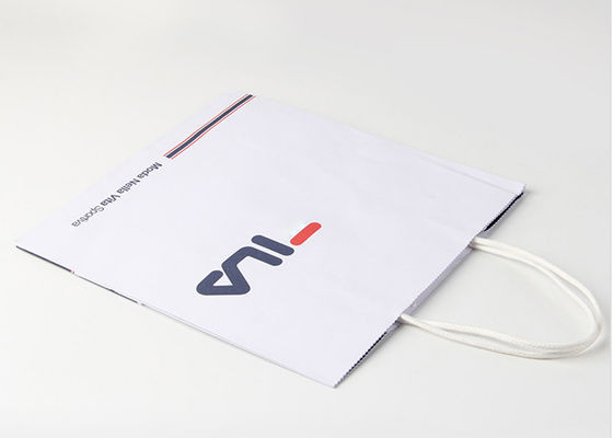 Bolsas de papel recicladas papel de lujo impresas elegantes manija de papel plana de 100 G/M