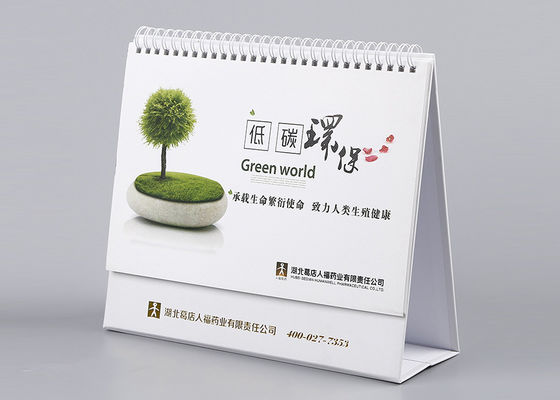 Calendario de escritorio plegable con el soporte, calendario de escritorio decorativo de la laminación del lustre
