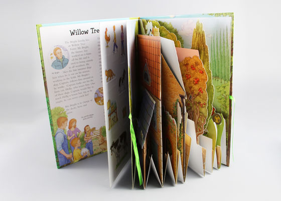 4 niños de la impresión en color hacen estallar para arriba los libros/3d surgen el libro con el atascamiento de la puntada de silla de montar
