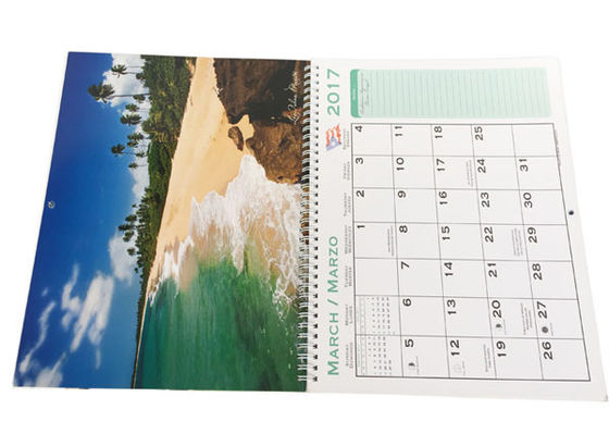 Impresión a todo color de los calendarios de pared del papel de arte de la ejecución del atascamiento espiral para la compañía