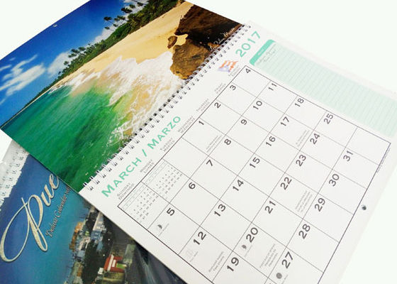 Impresión a todo color de los calendarios de pared del papel de arte de la ejecución del atascamiento espiral para la compañía