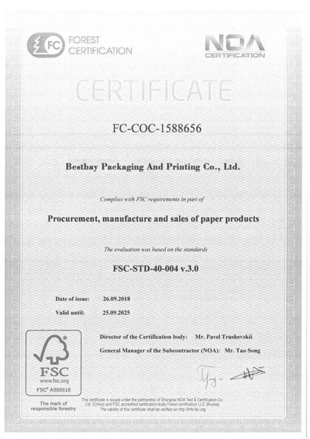 China Bestbay Packaging And Printing Co., Ltd certificaciones